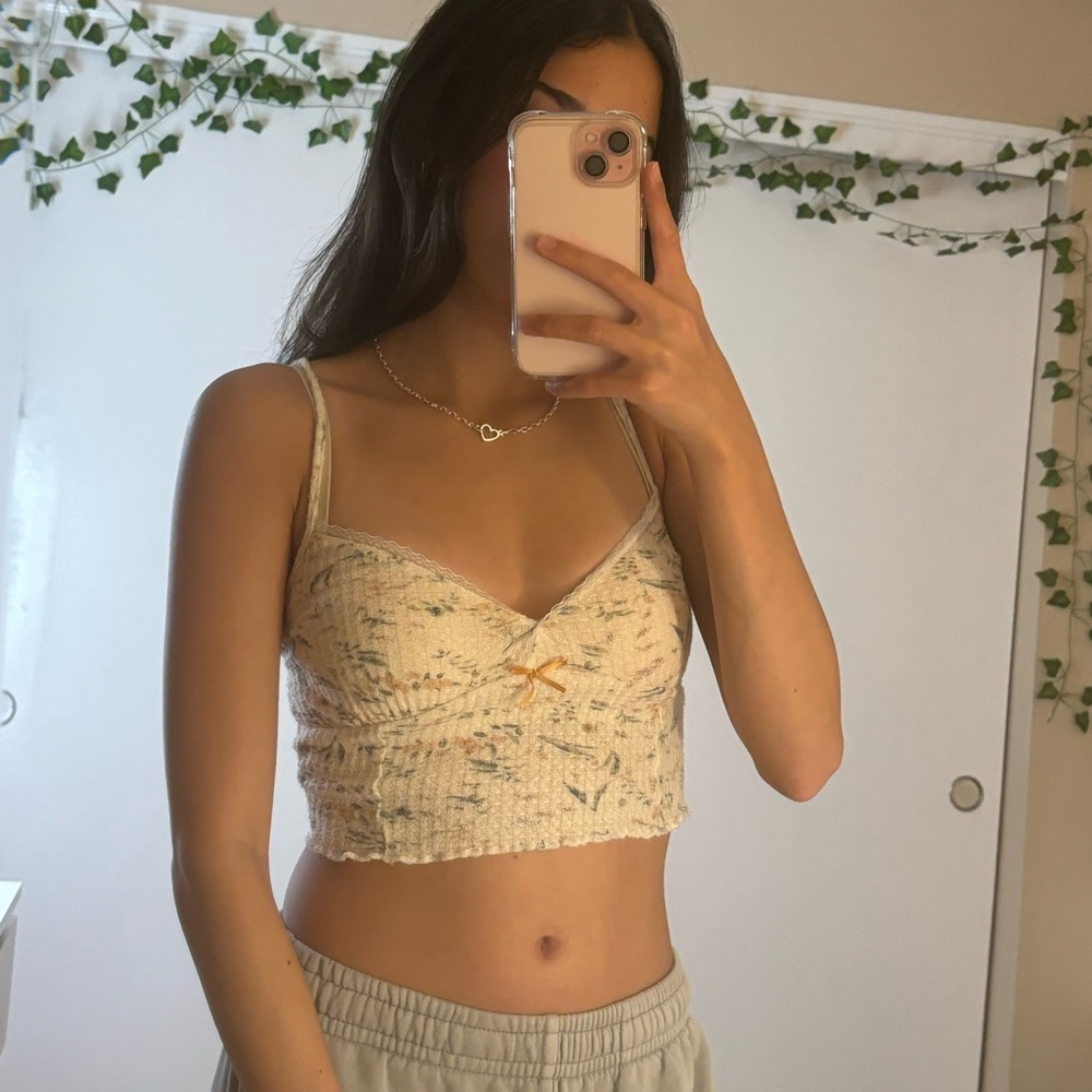 Cider floral print crop tank top